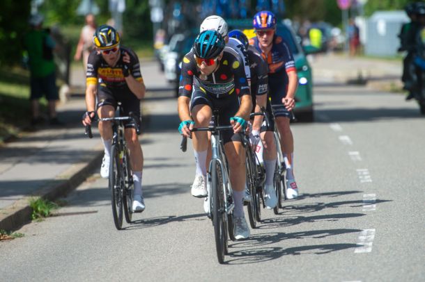 Miguel Heidemann (front) defended his mountains classification jersey on the final stage of the Tour of Germany.