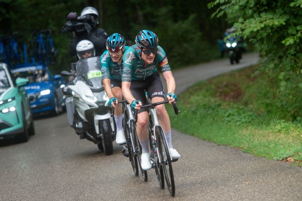 Ole Theiler (front) and Miguel Heidemann were part of a breakaway today during the Tour of Germany.