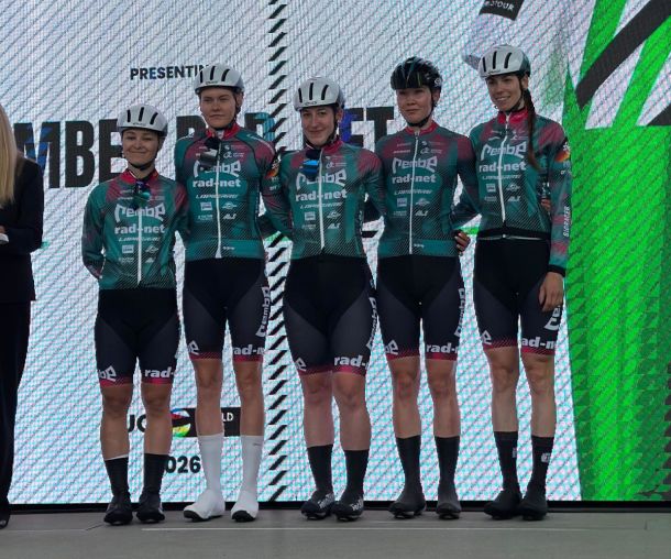 The REMBE<sup><small>®</small></sup> rad-net women team at the Copenhagen Sprint (from left): Maira Jasch, Miriam Gerwig, Hannah Kunz, Selma Lantzsch and Laura Süßemilch.